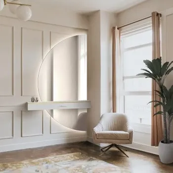 Zrcadlo Půlkruhové zrcadlo ze dvou částí s osvětlením - DOPPIO LED