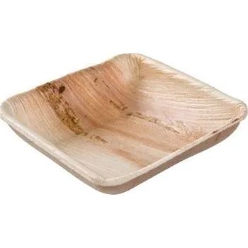 Jednorázové nádobí Talíř z palmových listů hranatý hluboký BioNatic 80/80/20mm 25ks