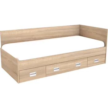 Postel Zvýšené lůžko PLUTO Dekor: Dub sametový, Úchytky: zapuštěné úchytky, Zvýšené čelo: zvýšená 2 čela (zadní a boční)