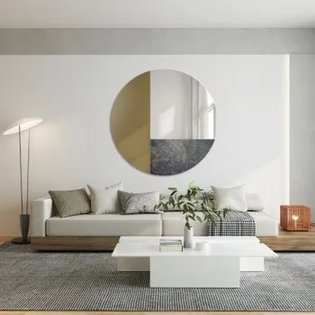 Zrcadlo Dekorativní kulatý zrcadlový barevný panel - hnědý a stařený - TOMI