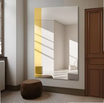 Zrcadlo Velké dekorativní zrcadlo se zlatým lesklým proužkem - MORGAN