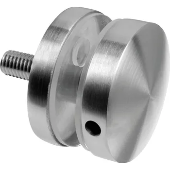 Zábradlí Bodový úchyt, O50mm, plochý, M10 závit Bodový úchyt, O50mm, plochý, M10 závit, 8 - 17,52 mm sklo, distanc 10mm, nerez. ocel 304, kartáčovaná