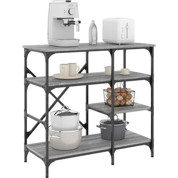 zahrada-XL Kuchyňský regál šedý sonoma 90x40x84 cm kompozitní dřevo a kov 845424