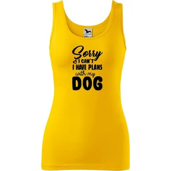 Dámské tričko DOBRÝ TRIKO Dámské tílko s potiskem Sorry plans with dog Velikost: L, Barva: Žlutá