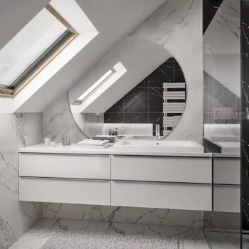 Zrcadlo Kulaté zrcadlo do podkroví se zkosenými boky – OLGA