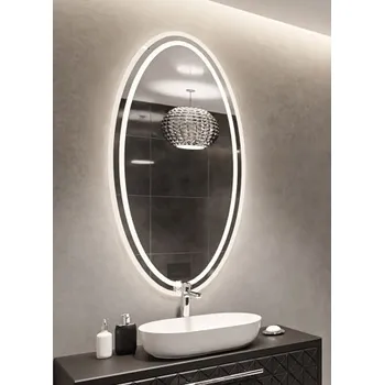 Zrcadlo Pískované eliptické zrcadlo s osvětlením - FRIDA LED II