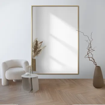 Zrcadlo Obdélníkové zrcadlo v minimalistickém zlatém rámu - 1201 - barva rámu dle vašeho výběru