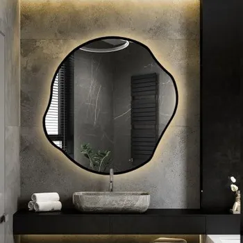 Zrcadlo Organicky tvarované zrcadlo v rámu s osvětlením - CYRKON V LED RÁMU