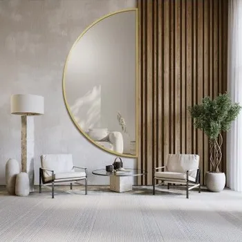 Zrcadlo Alfaram.cz Půlkruhové zrcadlo ve zlatém rámu MDF SLIM - HILDA 80x40 cm Zlatá