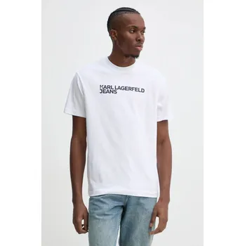 Pánské tričko Bavlněné tričko Karl Lagerfeld Jeans bílá barva, s potiskem, A1M17002 00X, vel. S