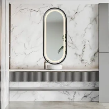 Zrcadlo Oválné zrcadlo v mdf rámu s podsvícením - OSKAR V RÁMU LED III