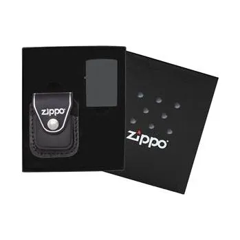 44066 ZIPPO dárková krabička s černou koženou kapsičkou na zapalovač