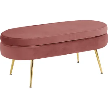 Obývací stěna Luxusní taburet, růžová Velvet látka / chrom zlatý, Art-deco, NOBLIN TABURET TYP 2