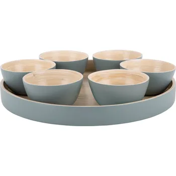 present time Sada misek na občerstvení PURO 6 ks + tácek, zelená barva