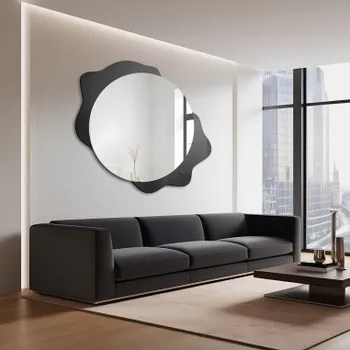 Zrcadlo Dekorativní kulaté zrcadlo na černé skvrně – DARK DROP