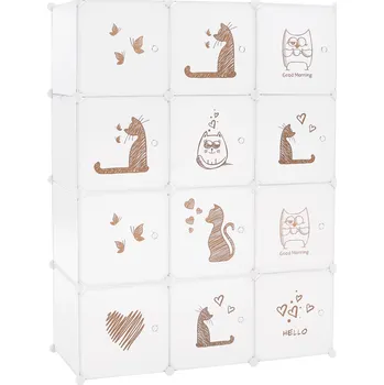 Dětské zboží Dětská modulární skříň, bílá / hnědý dětský vzor, KITARO