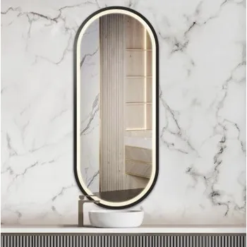 Zrcadlo Oválné zrcadlo v mdf rámu s osvětlením - OSKAR LED II