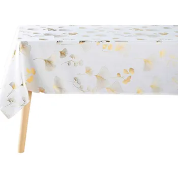 ubrus Douceur d'intérieur Obdélnikový ubrus BLOOMY, bílý, zlatý japonský ginkgo