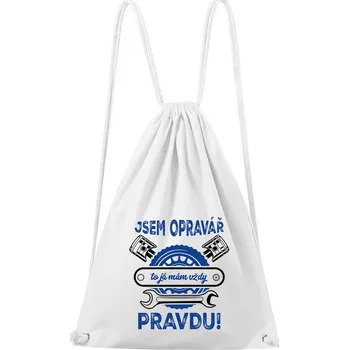 Městský batoh DOBRÝ TRIKO Bavlněný batoh Opravář má vždy pravdu Barva: Bílá