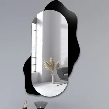 Zrcadlo Ozdobné oválné zrcadlo na černé skvrně - KLEKS