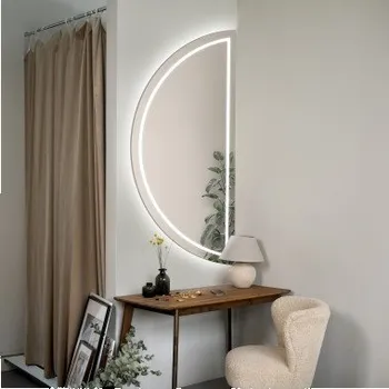 Zrcadlo Půlkruhové pískované koupelnové zrcadlo s osvětlením - HELENA LED I