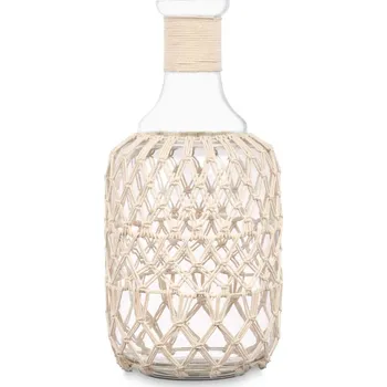 Giftdecor Láhev s pletenou dekorací, 18 x 18 x 38 cm, světle hnědá