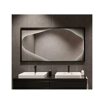 Zrcadlo Organické zrcadlo v černém MDF rámu s osvětlením - HUBERTUS LED