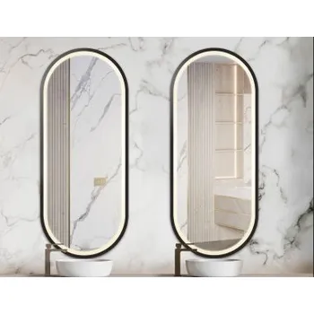 Zrcadlo Sada oválných zrcadel v mdf rámu s osvětlením - SADA OSKAR LED II