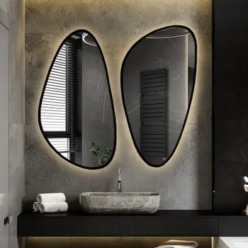 Zrcadlo Sada dvou nepravidelných zrcadel v rámu s podsvícením - SELENIT V LED RÁMU