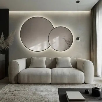 Zrcadlo Kulatá sada zrcadel v mdf rámu s osvětlením - DOTTI LED