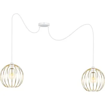 Lustr na lanku MATT 2xE27/60W/230V pavouk bílá/zlatá