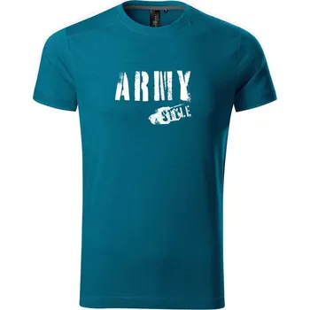 Pánské tričko DOBRÝ TRIKO Pánské tričko s potiskem Army style Velikost: XL, Barva: Petrolejová