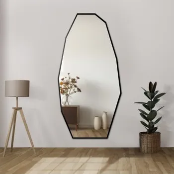Zrcadlo Dekorativní zrcadlo s ostrým organickým tvarem v rámu - PIRYT V RÁMU