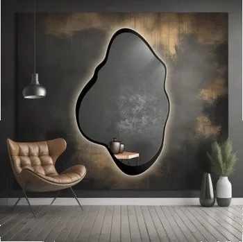 Zrcadlo Zrcadlo nepravidelného tvaru s rámem z MDF a podsvícením - POCO V LED RÁMU
