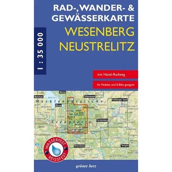 Rad-, Wander- und Gewässerkarte Wesenberg, Neustrelitz - Havel von Ratzeburg bis zum Röblinsee