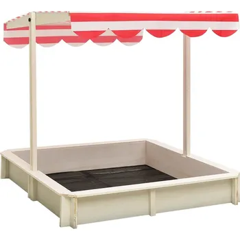 Pískoviště vidaXL Pískoviště s nastavitelnou stříškou jedle UV 50 [316475] Barva: bílá a červená