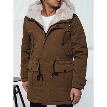 Pánský zimní kabát Pánská zimní bunda parka s kapucí TX4965 Barva: Béžová, Velikost: 2XL