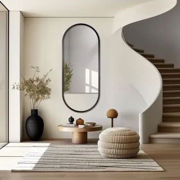 Zrcadlo Oválné zrcadlo v matném černém mdf rámu - ODYS - barva rámu dle vašeho výběru