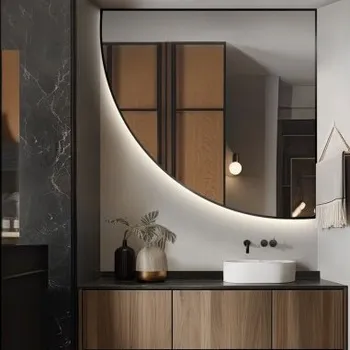 Zrcadlo Zrcadlo čtvrtkruhu v rámu s osvětlením - ČTVRTKA V RÁMU LED