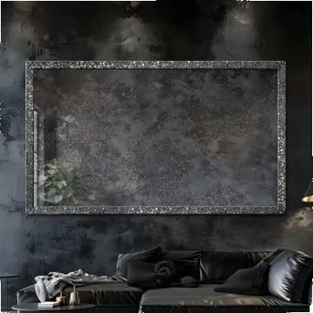 Zrcadlo Luxusní nástěnné zrcadlo v grafitovém rámu s postaršeným sklem – JAN SILVER