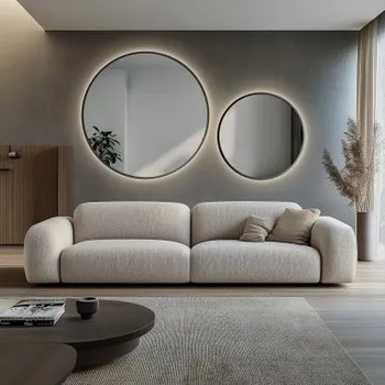 Zrcadlo Sada kulatých zrcadel v černém rámu MDF SLIM s osvětlením - SADA OTYLIA LED - barva rámu dle vašeho výběru