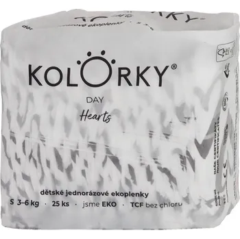 jednorázová plena Kolorky EKO Jednorázové plenky day S srdce (3–6 kg) 25 ks