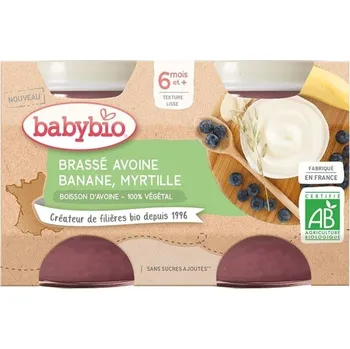 Babybio BIO Svačinka z ovesného mléka banán a borůvka (2×130 g)