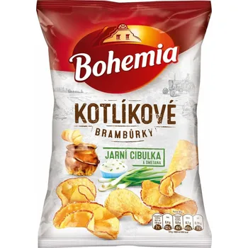 Chips Bohemia Kotlíkové brambůrky jarní cibulka a smetana