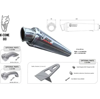 Univerzální tlumič MIVV X-Cone 80 - levá strana 00.73.KU.002.SC1