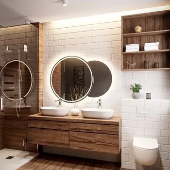 Zrcadlo Sada pískovaných koupelnových zrcadel s osvětlením - UNIVERSE LED III