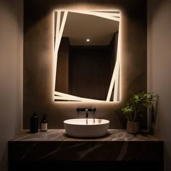 Zrcadlo Obdélníkové zrcadlo s pískovaným dekorativním podsvícením – CARDS LED