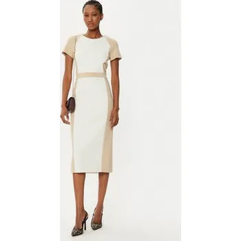 Dámské šaty BOSS Koktejlové šaty Darsa 50532526 Écru Regular Fit 36