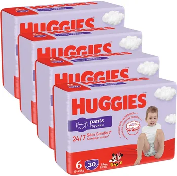 Plenkové kalhoty HUGGIES® Pants Kalhotky plenkové jednorázové 6 (15-25 kg) 120 ks - MĚSÍČNÍ ZÁSOBA - VÝPRODEJ