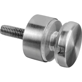 Zábradlí Bodový úchyt, O30mm Bodový úchyt, O30mm, plochý, M8 závit, 6 - 17,52 mm sklo, distanc 15mm, nerez. ocel 304, kartáčovaná